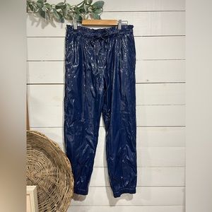 NWT! Navy Joggers Faux Leather!